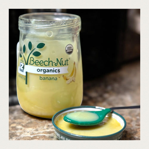 Fake baby food jar, cap and spoon for doll play, photo shoots, movie sets & more