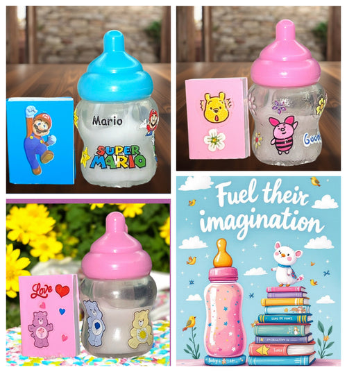 Bottle & a book Disappearing milk bottle. Micro mini in size. Watch baby drink
